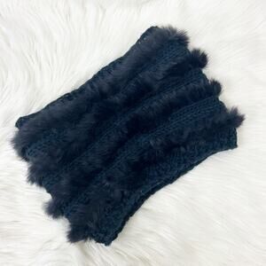 Calypso St. Barth Navy Rabbit Hair Knit Circle Scarf OS